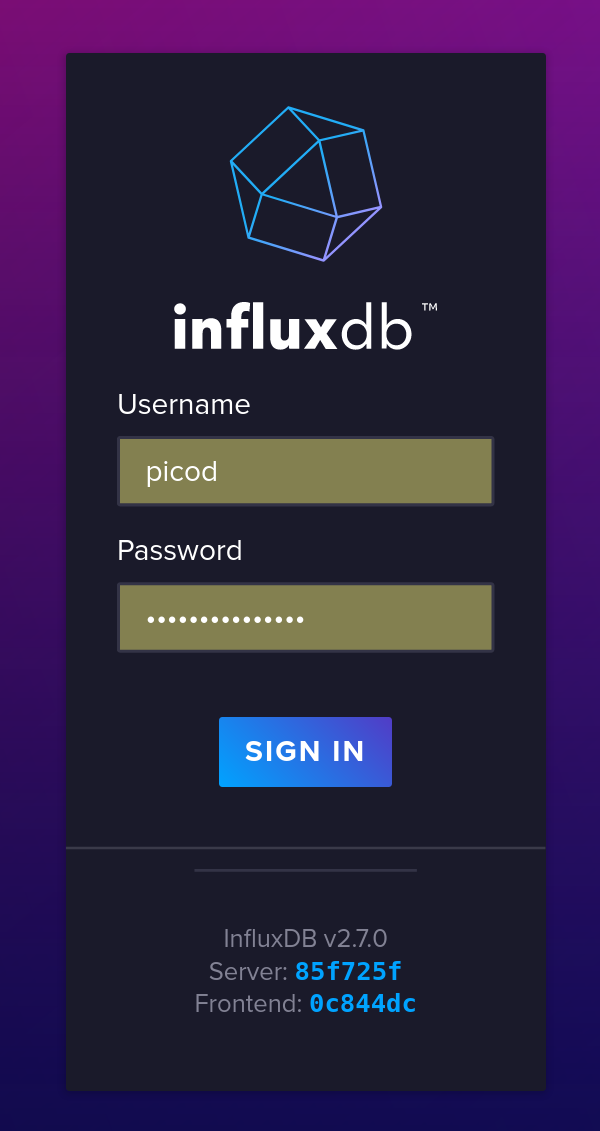 CM4-WRT-A InfluxDB login